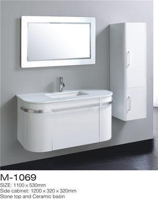 China La pared del espejo del LED colgó la vanidad del cuarto de baño, vanidad blanca del cuarto de baño con el gabinete lateral proveedor