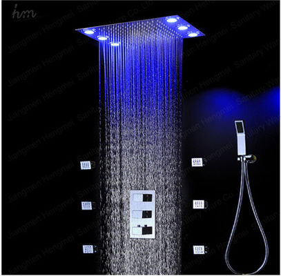 China Cabezales de ducha y grifos del cuarto de baño de la iluminación del LED con los jets termostáticos del masaje del mezclador proveedor