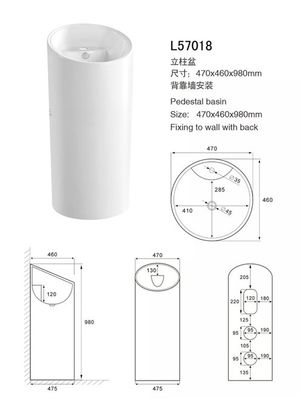 China Fregaderos blancos del cuarto de baño del pedestal del cilindro, profundidad 120m m del fregadero del pedestal de la porcelana proveedor