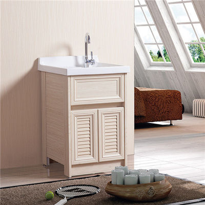 Piso - fregaderos montados del cuarto de baño y blanco de las vanidades/grano de madera de Brown/de la crema proveedor